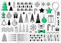 Collection of Christmas memphis black abstract flat shapes. Royalty Free Stock Photo